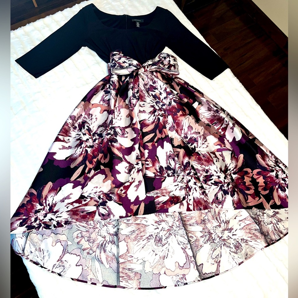 R&M Richard’s Floral High-Low Dress with Bow VERY BEAUTIFUL!